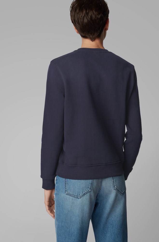 Hugo Boss French-terry sweatshirt Mørke Blå | DKFLPKVd