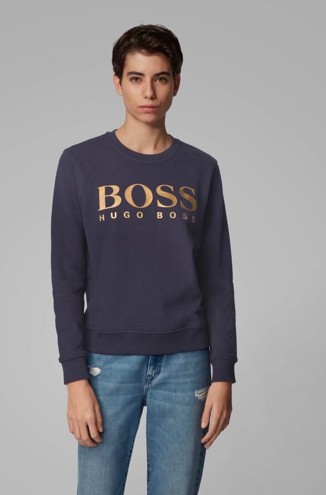 Hugo Boss French-terry sweatshirt Mørke Blå | DKFLPKVd