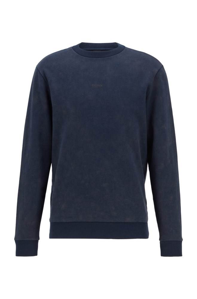 Hugo Boss French-terry sweatshirt Mørke Blå | rtLr2Thv