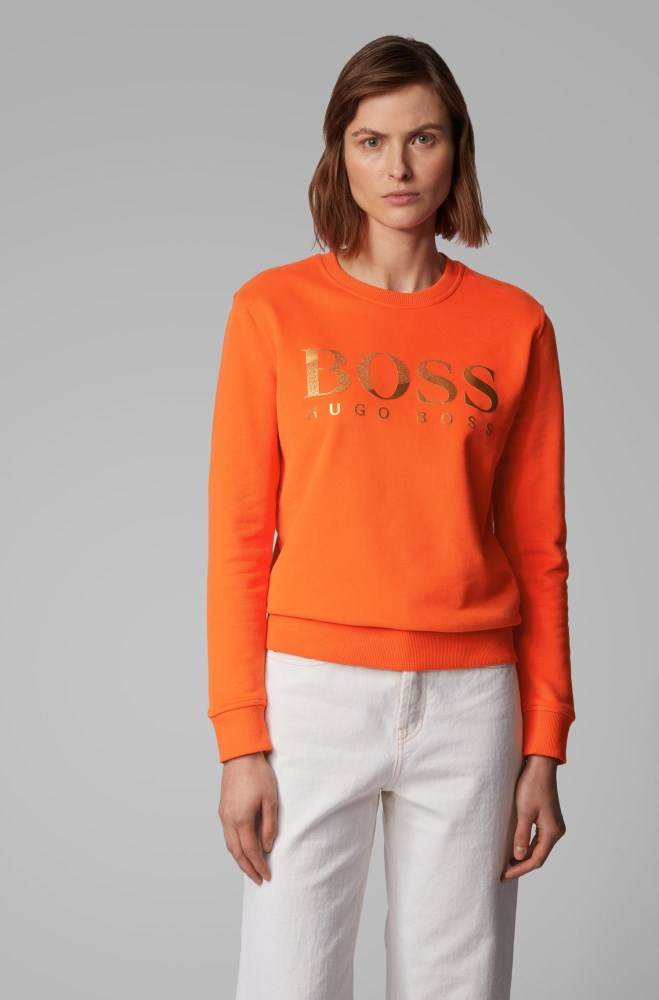 Hugo Boss French-terry sweatshirt Oransje | 5g2Bk90L