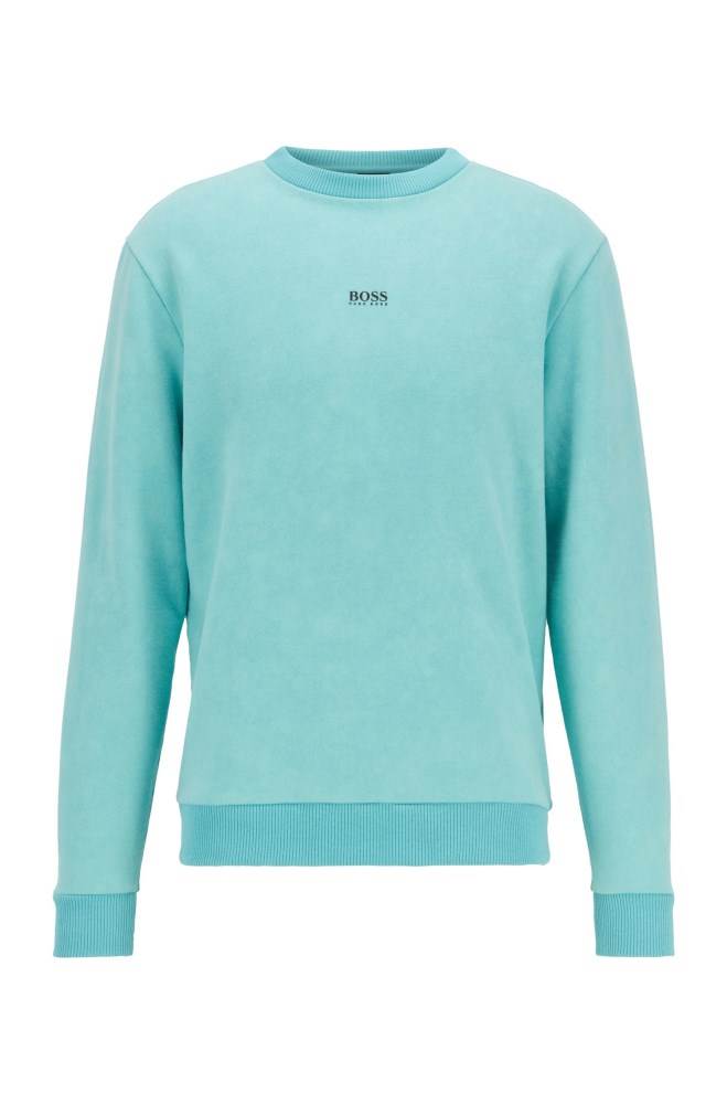 Hugo Boss French-terry sweatshirt Turkis | Qs3tie0D