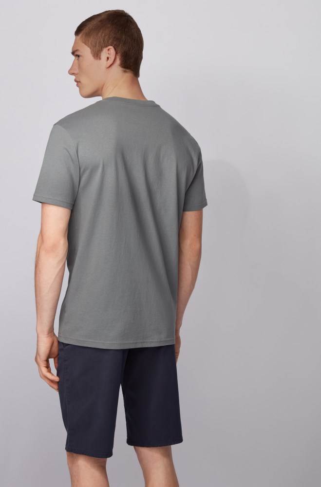 Hugo Boss Fully recyclable T-shirt Grå | cXKwunda