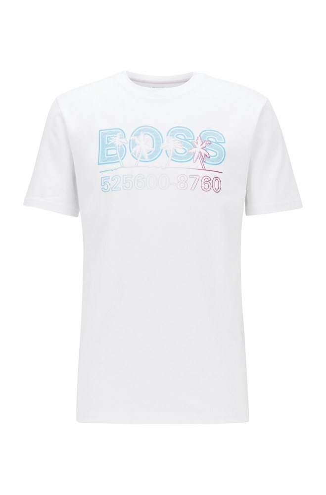 Hugo Boss Fully recyclable T-shirt Hvite | 9ewzUAof