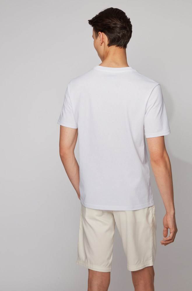 Hugo Boss Fully recyclable T-shirt Hvite | C0PN8NBW