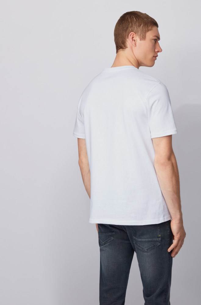 Hugo Boss Fully recyclable T-shirt Hvite | PTlqzKvk