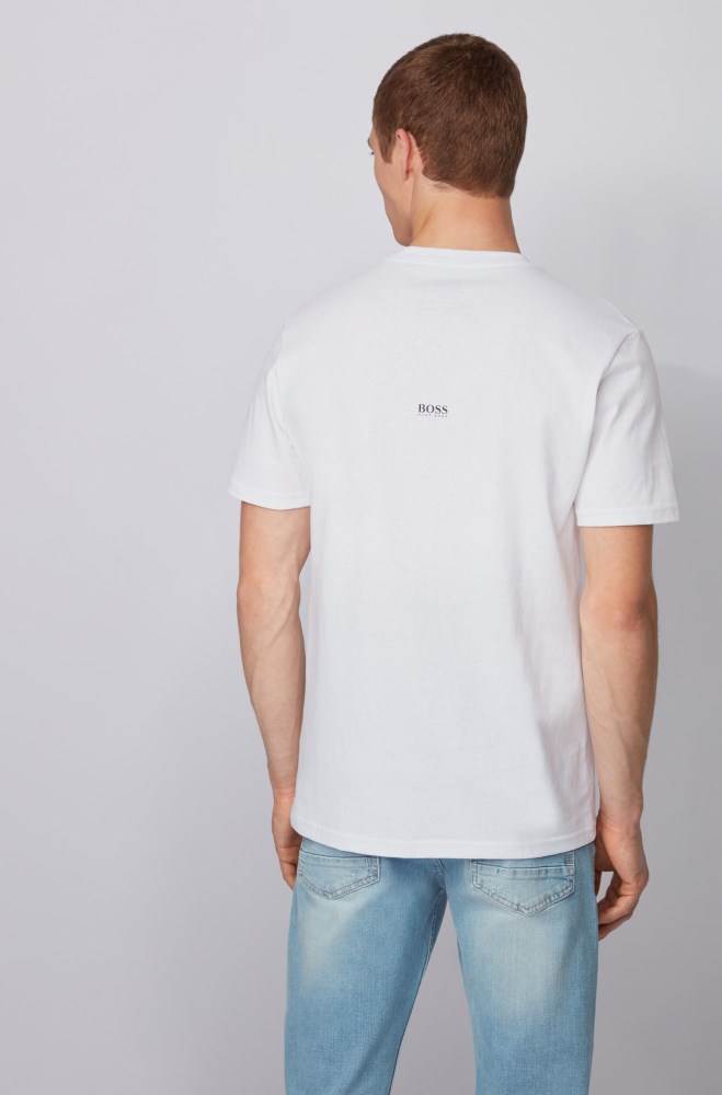 Hugo Boss Fully recyclable T-shirt Hvite | cfNq3XWF