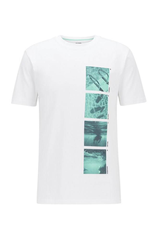 Hugo Boss Fully recyclable T-shirt Hvite | cfNq3XWF