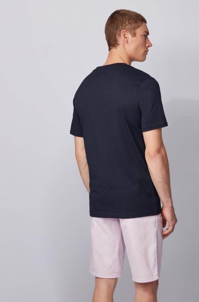 Hugo Boss Fully recyclable T-shirt Mørke Blå | PDLOtXjh