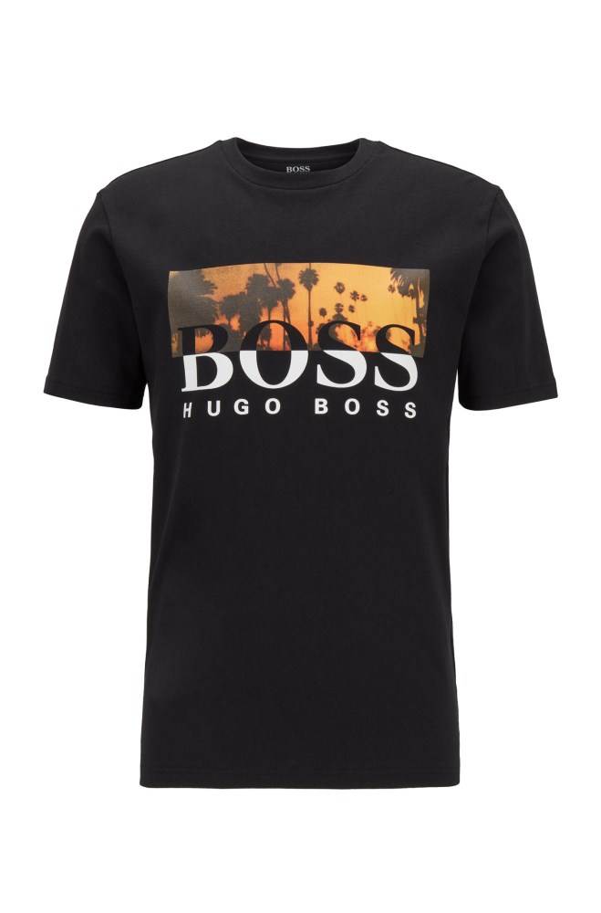 Hugo Boss Fully recyclable T-shirt Svarte | 0PjPAx0L