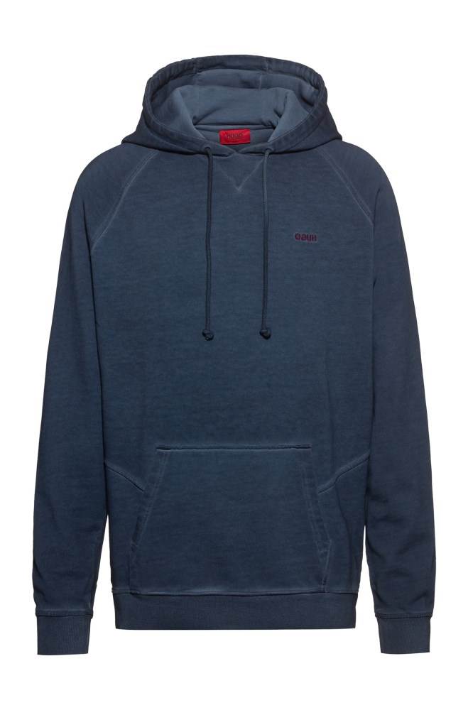 Hugo Boss Garment-dyed hoodie Mørke Blå | 3Ku55H61