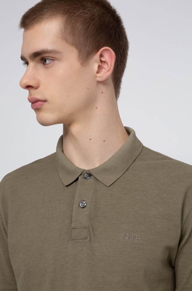 Hugo Boss Garment-dyed polo shirt Khaki | C1P4uxNy