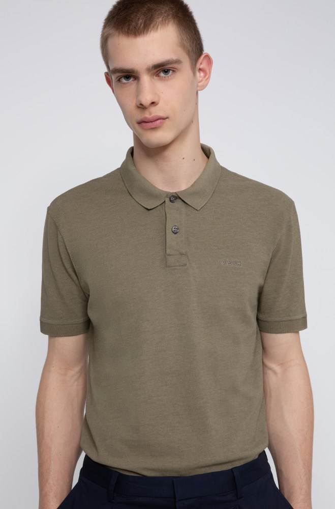 Hugo Boss Garment-dyed polo shirt Khaki | C1P4uxNy