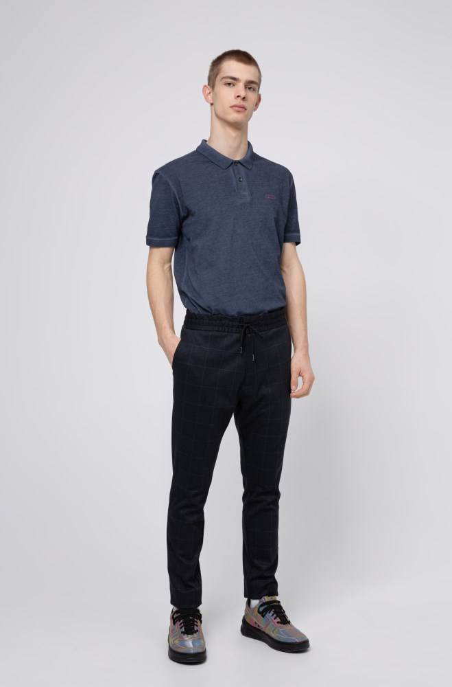 Hugo Boss Garment-dyed polo shirt Mørke Blå | jM8JdNYM