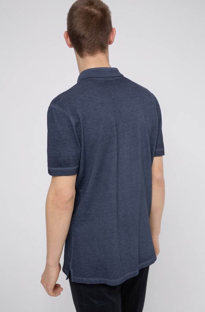 Hugo Boss Garment-dyed polo shirt Mørke Blå | jM8JdNYM