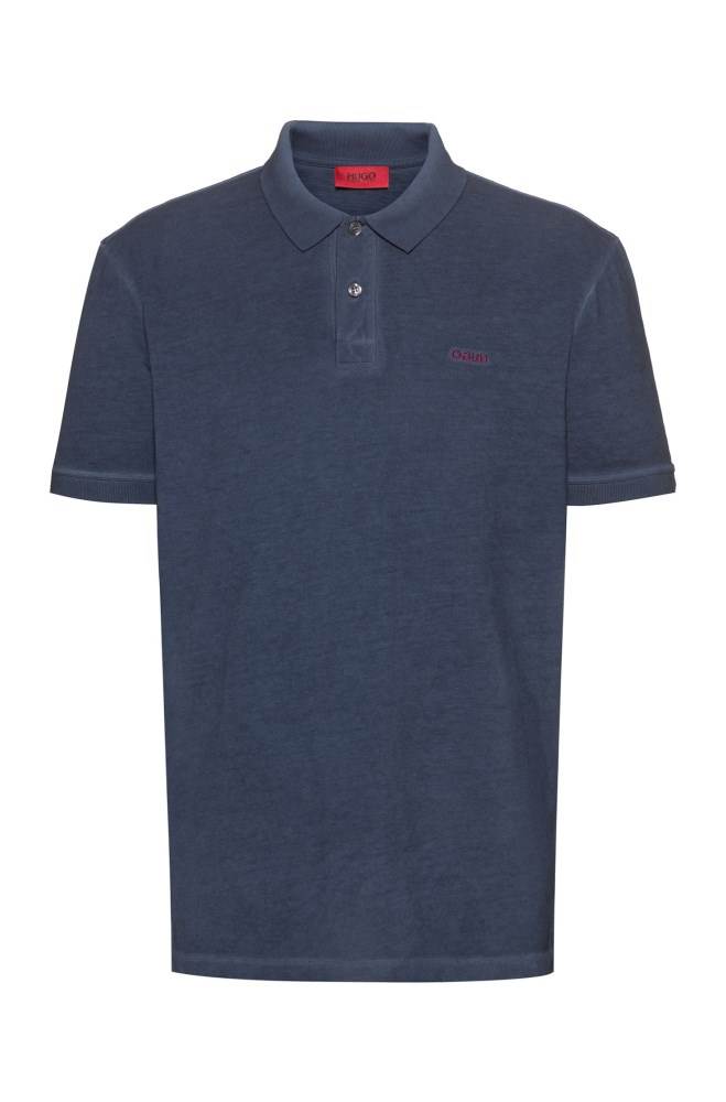 Hugo Boss Garment-dyed polo shirt Mørke Blå | jM8JdNYM