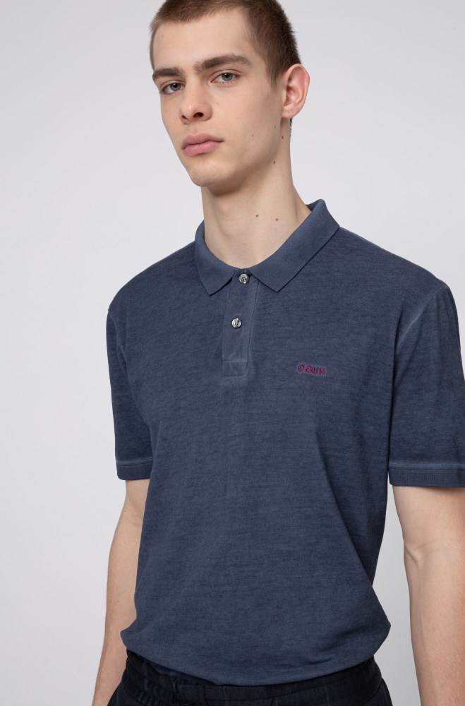 Hugo Boss Garment-dyed polo shirt Mørke Blå | jM8JdNYM