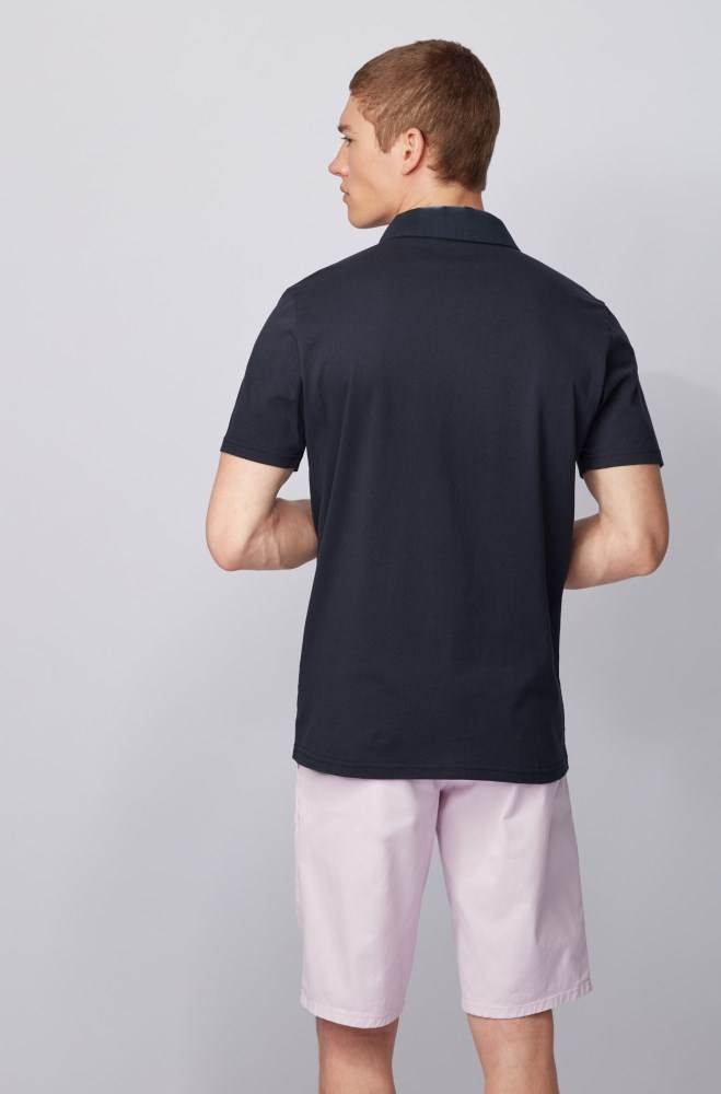 Hugo Boss Garment-washed cotton polo shirt Mørke Blå | qFsblr0Z