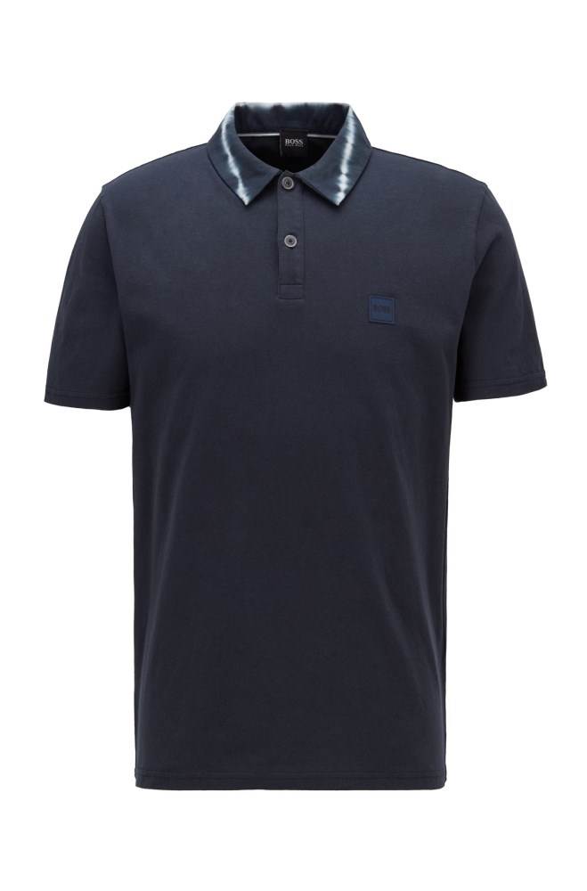 Hugo Boss Garment-washed cotton polo shirt Mørke Blå | qFsblr0Z