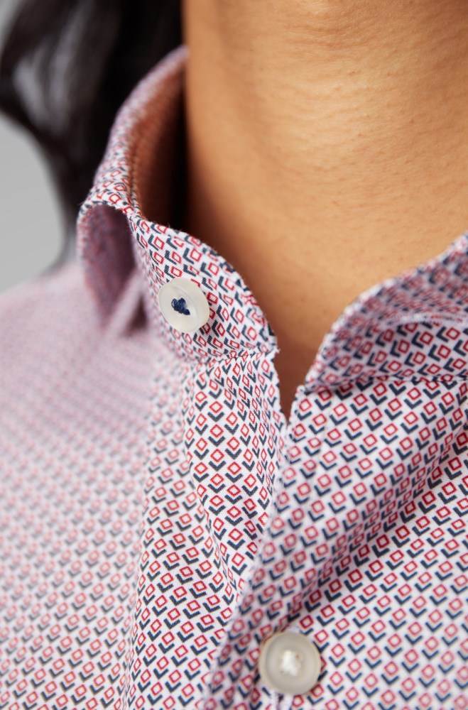 Hugo Boss Geometric-print slim-fit shirt Rød | r7FWyRIG