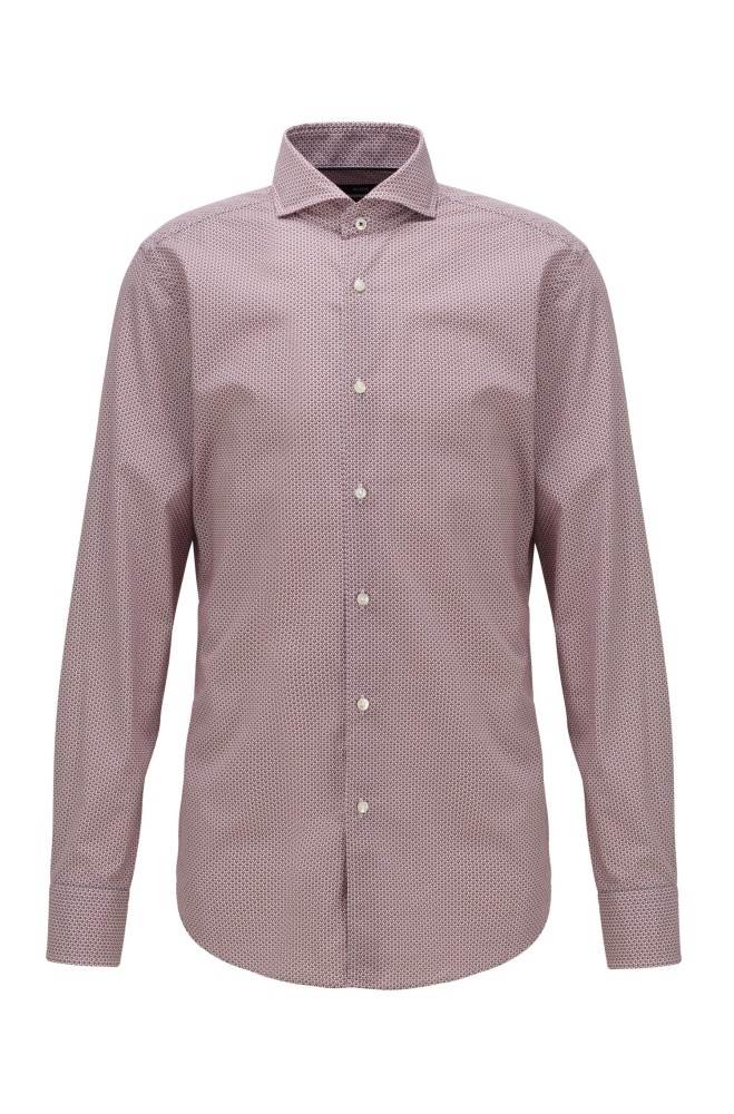 Hugo Boss Geometric-print slim-fit shirt Rød | r7FWyRIG