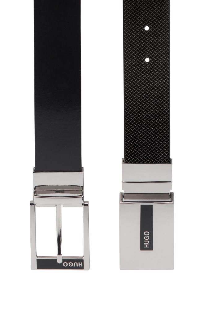 Hugo Boss Gift-boxed reversible leather belt Svarte | jKzuqJg1