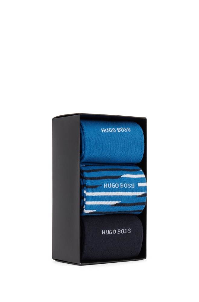 Hugo Boss Gift-boxed three-pack of regular-length socks Blå | WMXI7diy