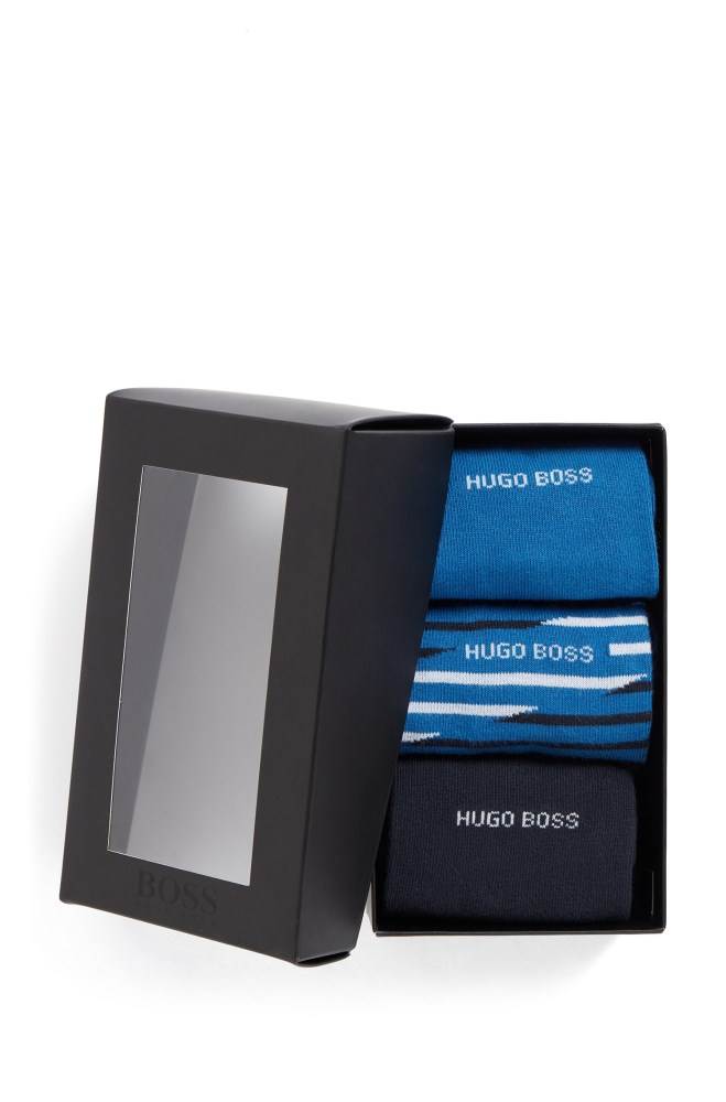 Hugo Boss Gift-boxed three-pack of regular-length socks Blå | WMXI7diy