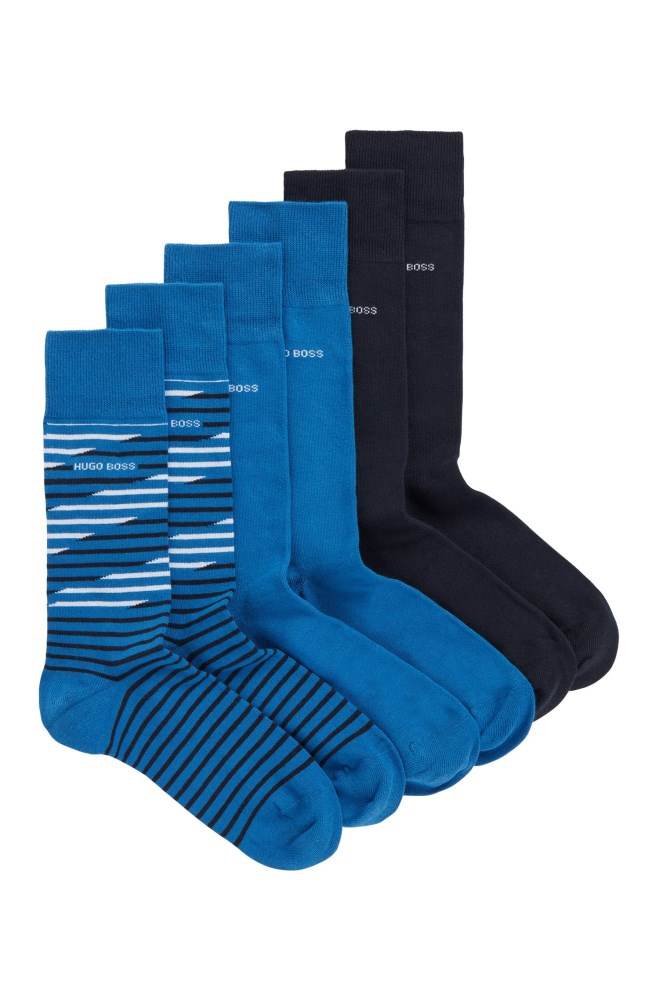 Hugo Boss Gift-boxed three-pack of regular-length socks Blå | WMXI7diy