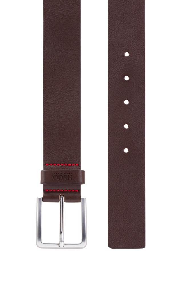 Hugo Boss Grainy embossed-leather belt Mørke Brune | ZLPa8FI4