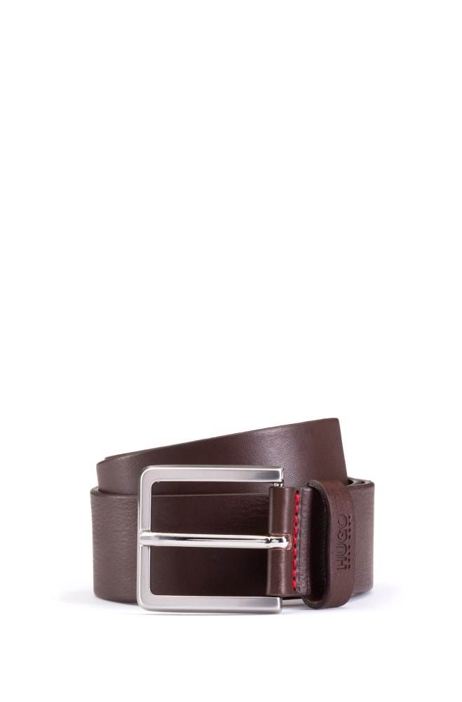 Hugo Boss Grainy embossed-leather belt Mørke Brune | ZLPa8FI4