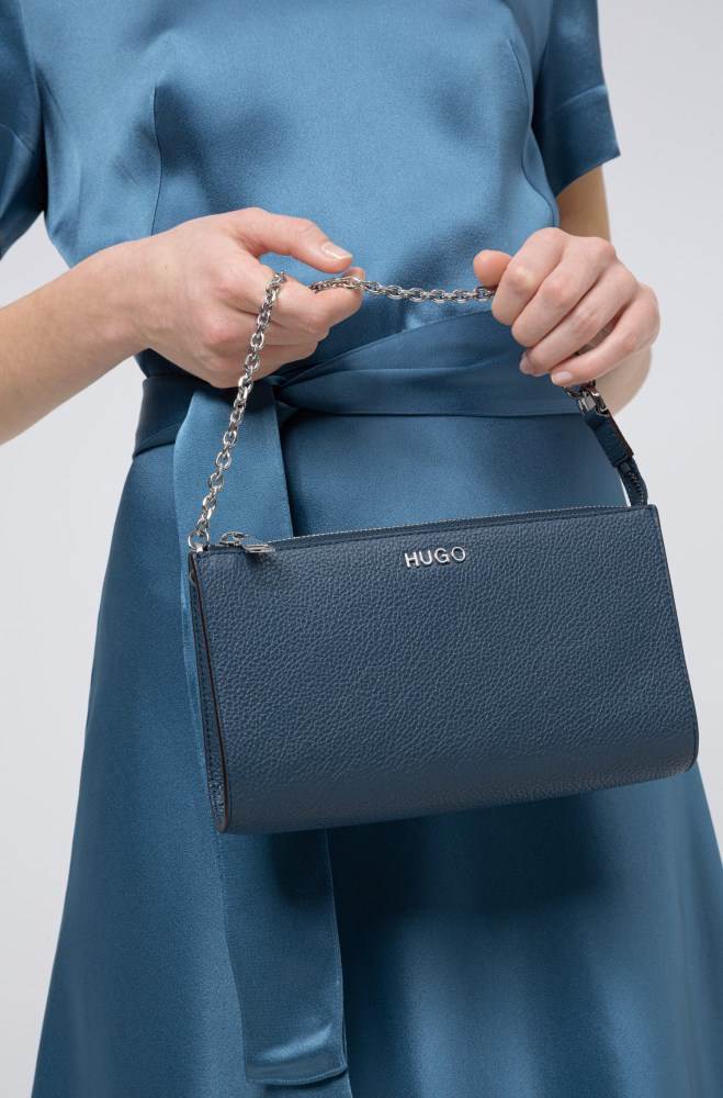 Hugo Boss Grainy-leather mini bag Mørke Blå | bZl3Umd5