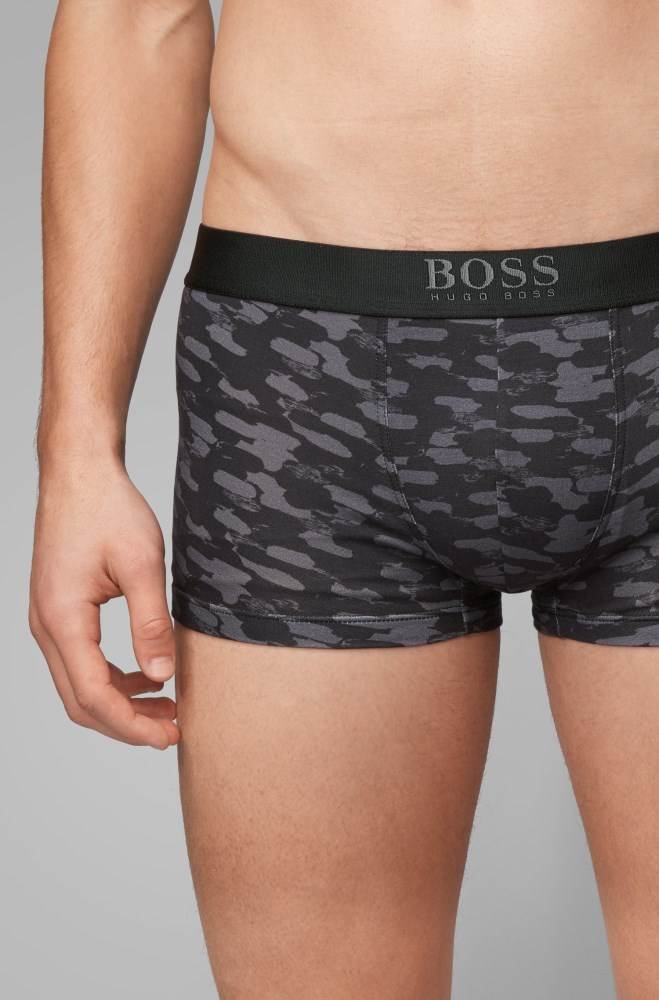 Hugo Boss Graphic-print trunks Svarte | Zr1glQxy