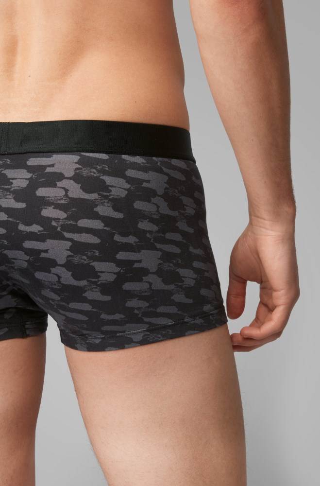 Hugo Boss Graphic-print trunks Svarte | Zr1glQxy