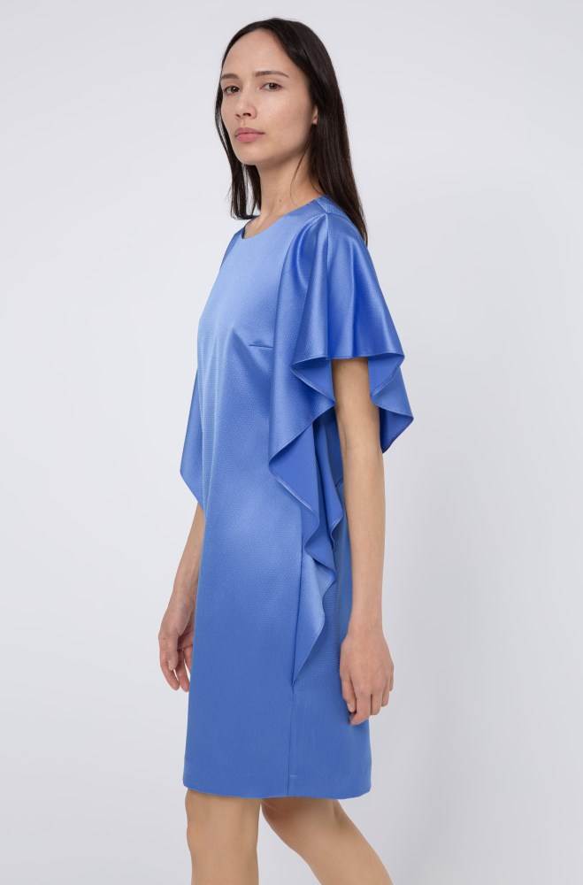 Hugo Boss Hammered-crepe dress Blå | xYuhsHgm