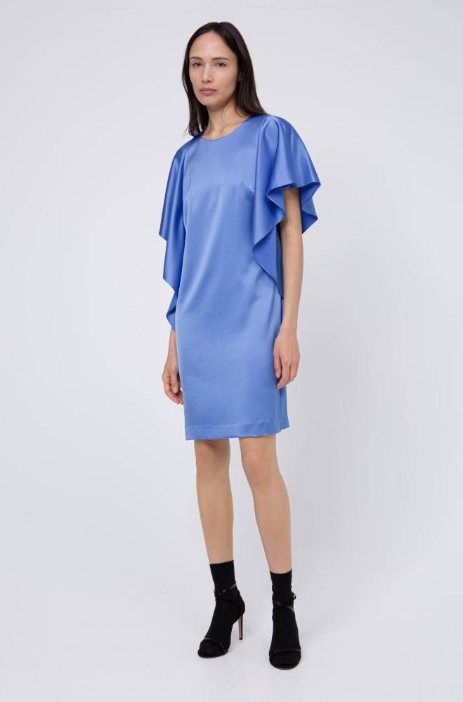 Hugo Boss Hammered-crepe dress Blå | xYuhsHgm