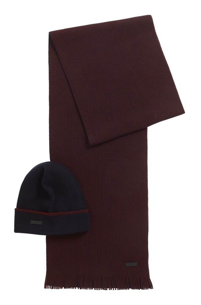 Hugo Boss Hat and scarf set Mørke Rød | jnusZyox