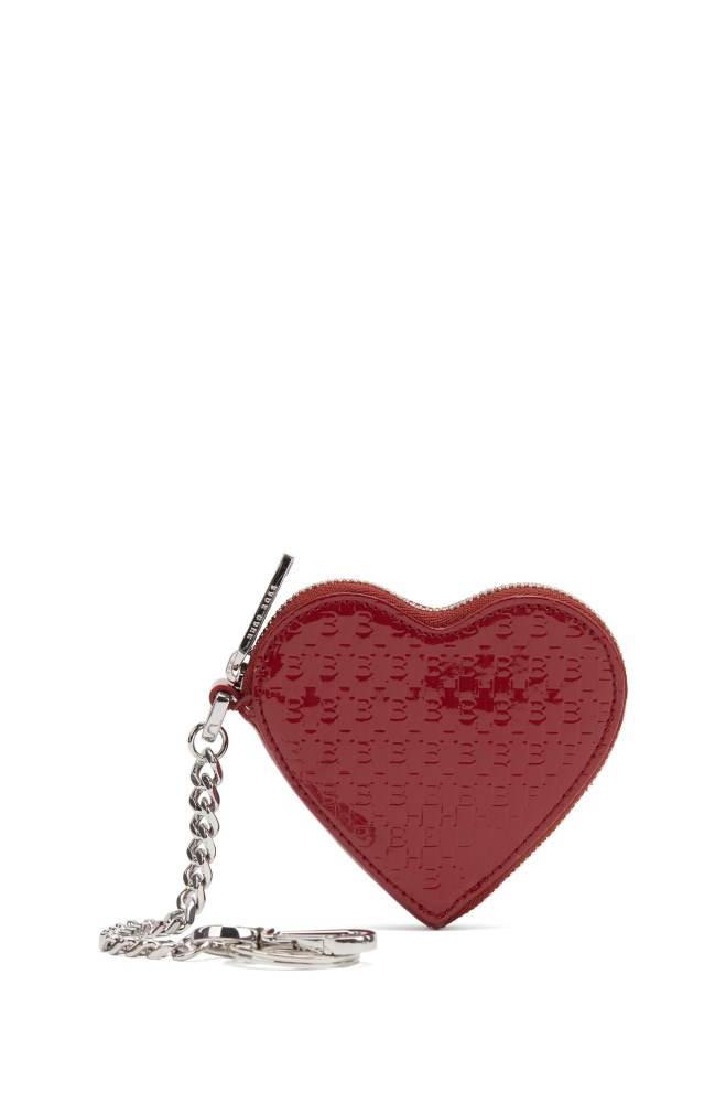 Hugo Boss Heart-shaped zipped key ring Mørke Rød | Otf36umQ