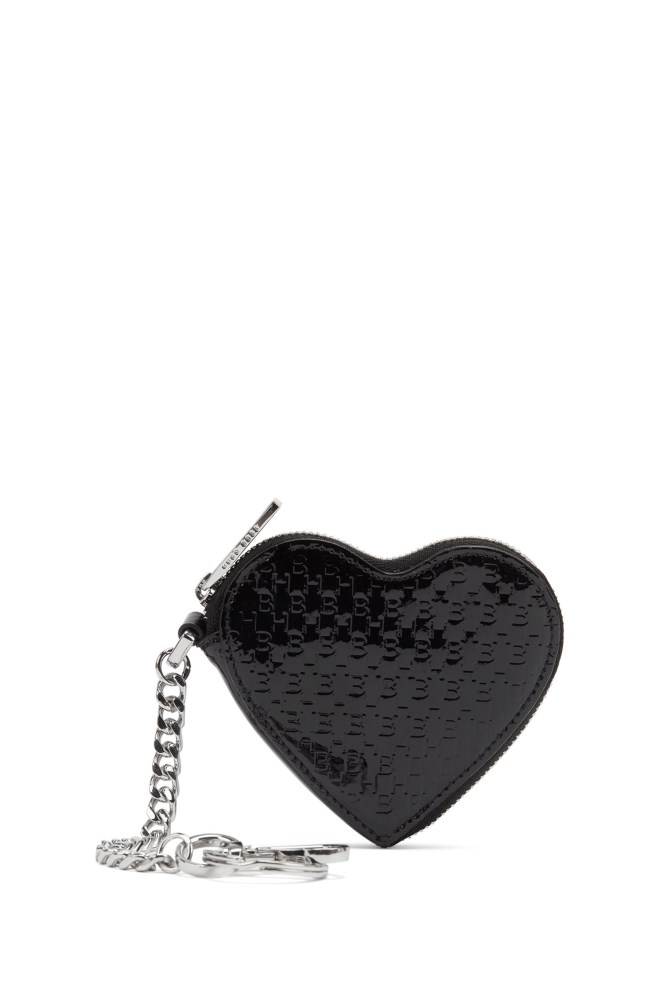 Hugo Boss Heart-shaped zipped key ring Svarte | XWzXRhdN