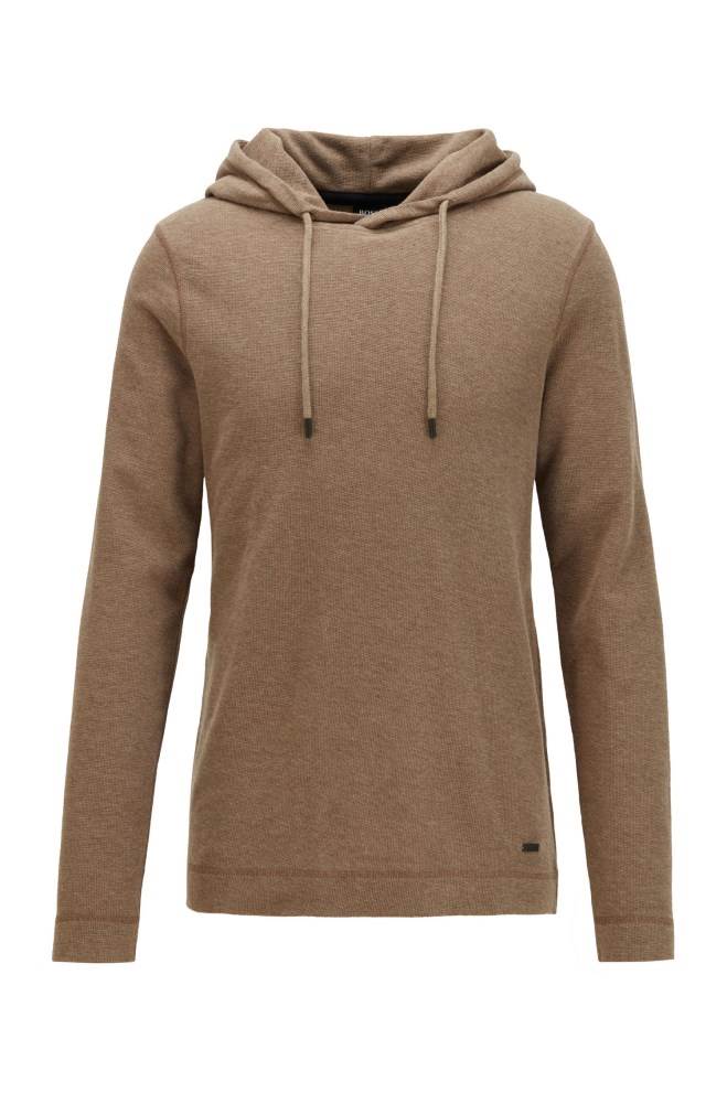 Hugo Boss Hette long-sleeved T-shirt Brune | rUF2Tczr