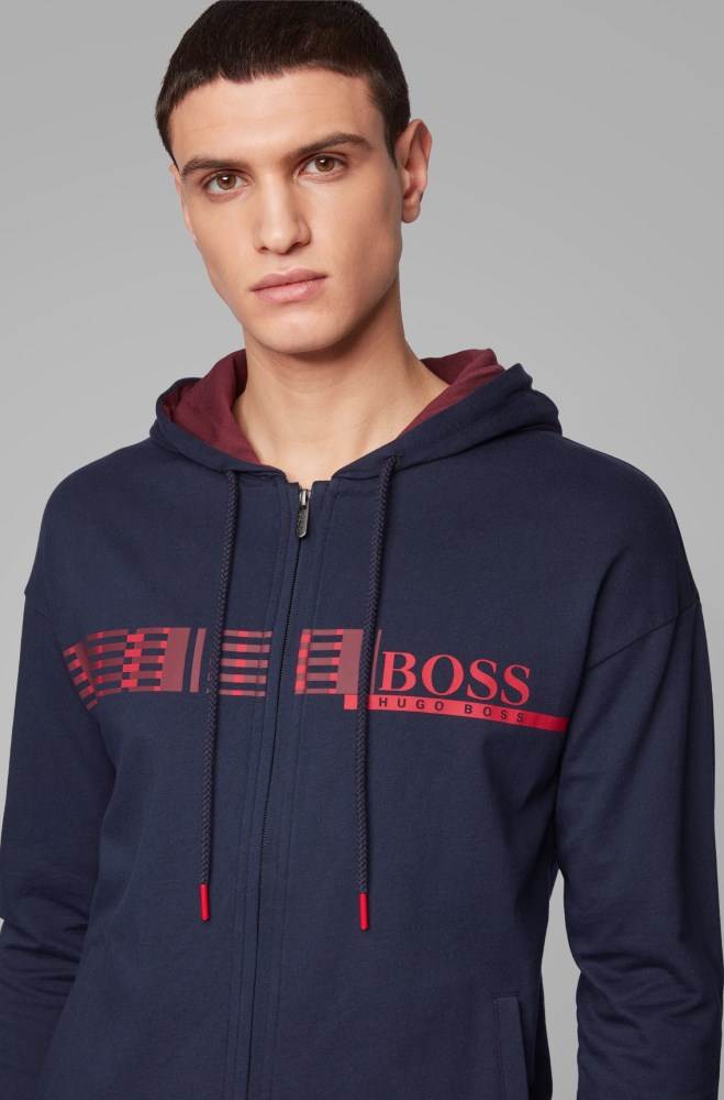 Hugo Boss Hette loungewear jacket Mørke Blå | LVzlMjy9