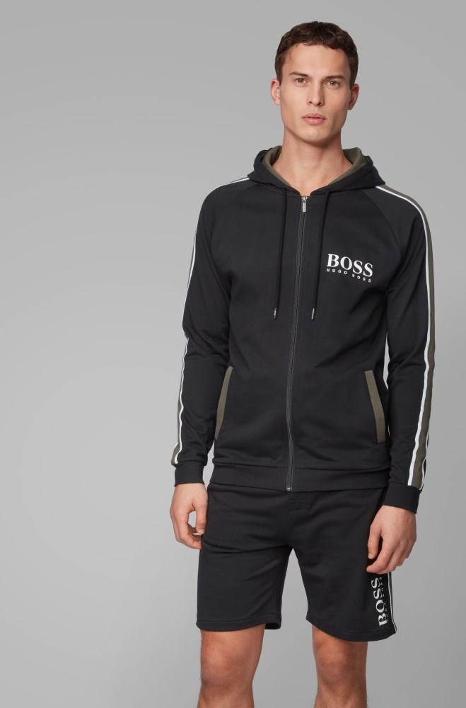 Hugo Boss Hette loungewear jacket Svarte | x9kM6MMq