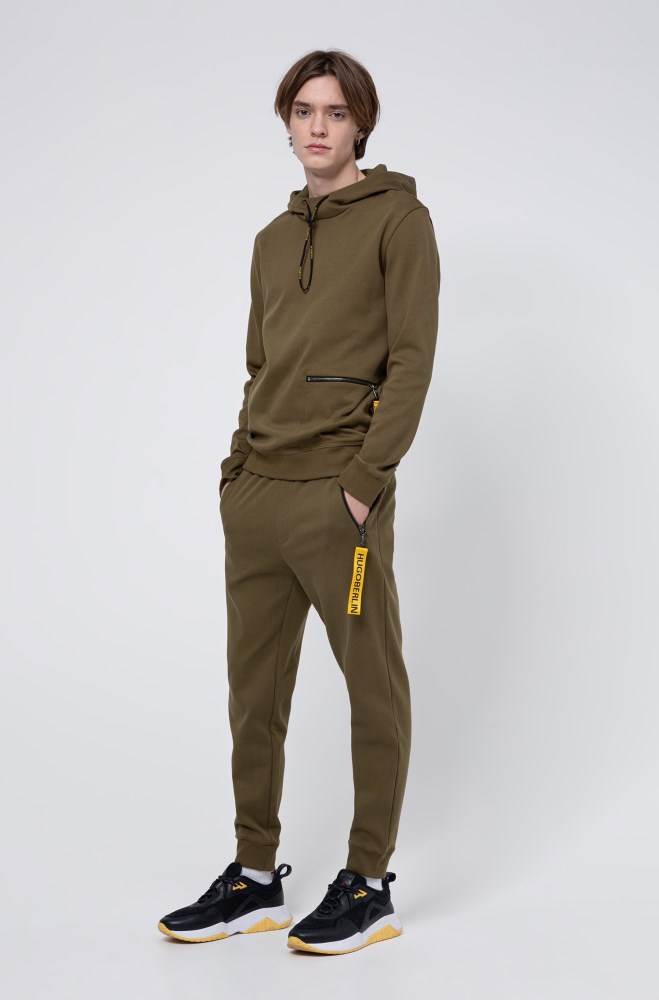 Hugo Boss Hette sweatshirt Khaki | FFnQfZqG