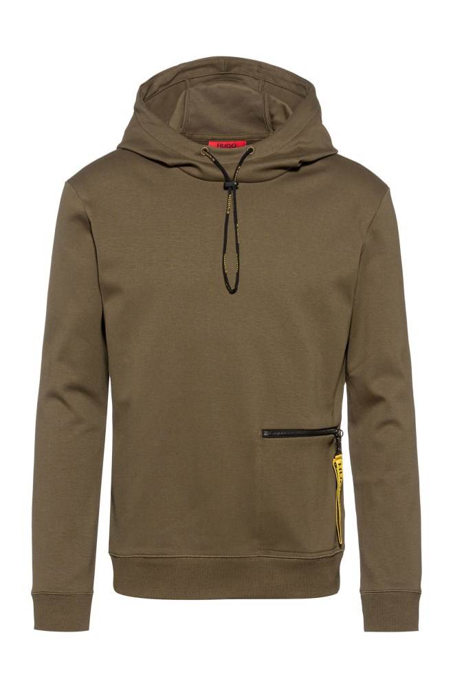 Hugo Boss Hette sweatshirt Khaki | FFnQfZqG