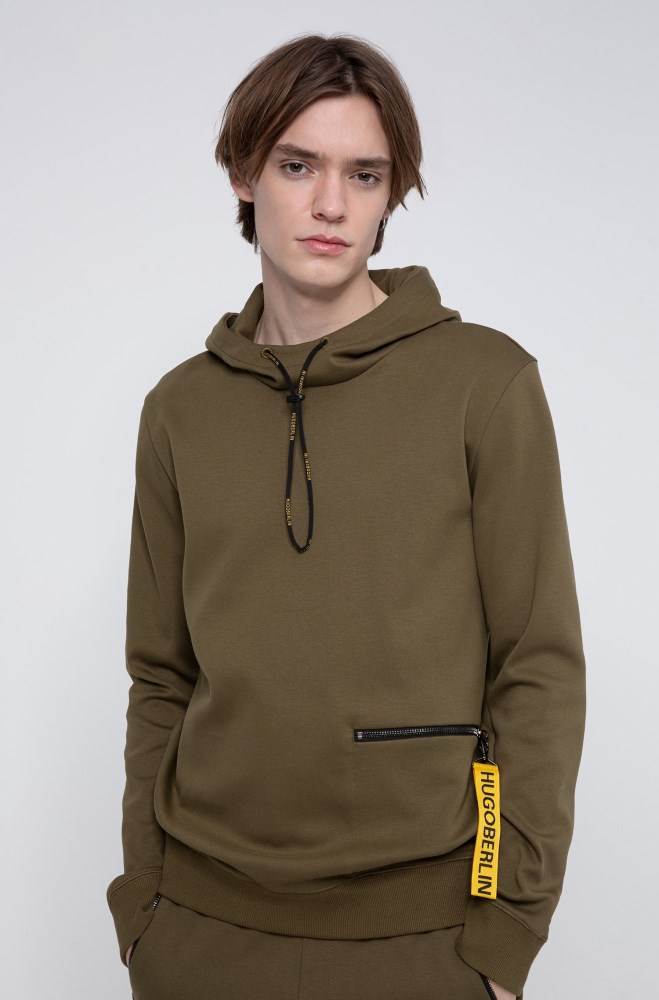 Hugo Boss Hette sweatshirt Khaki | FFnQfZqG