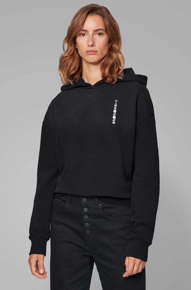 Hugo Boss Hette terry sweatshirt Svarte | U1tt220e