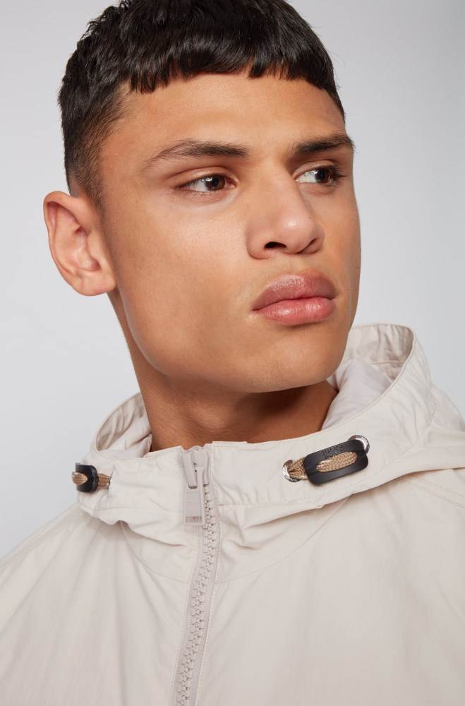 Hugo Boss Hette windbreaker jacket Hvite | yJGgwgdL