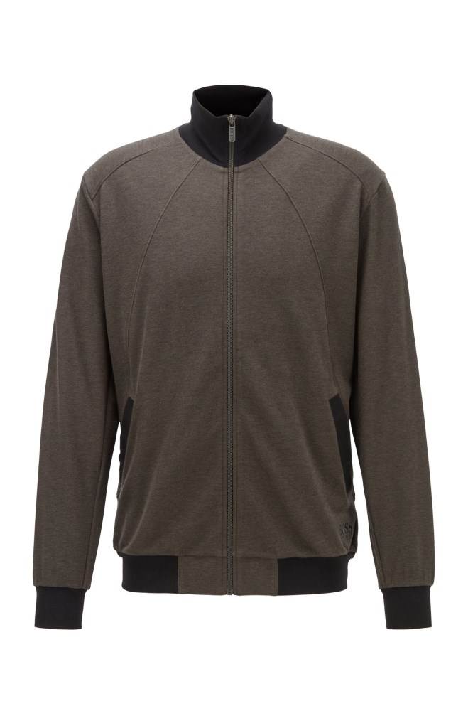 Hugo Boss High-neck loungewear jacket Mørke Grønn | iRF0Lvhu