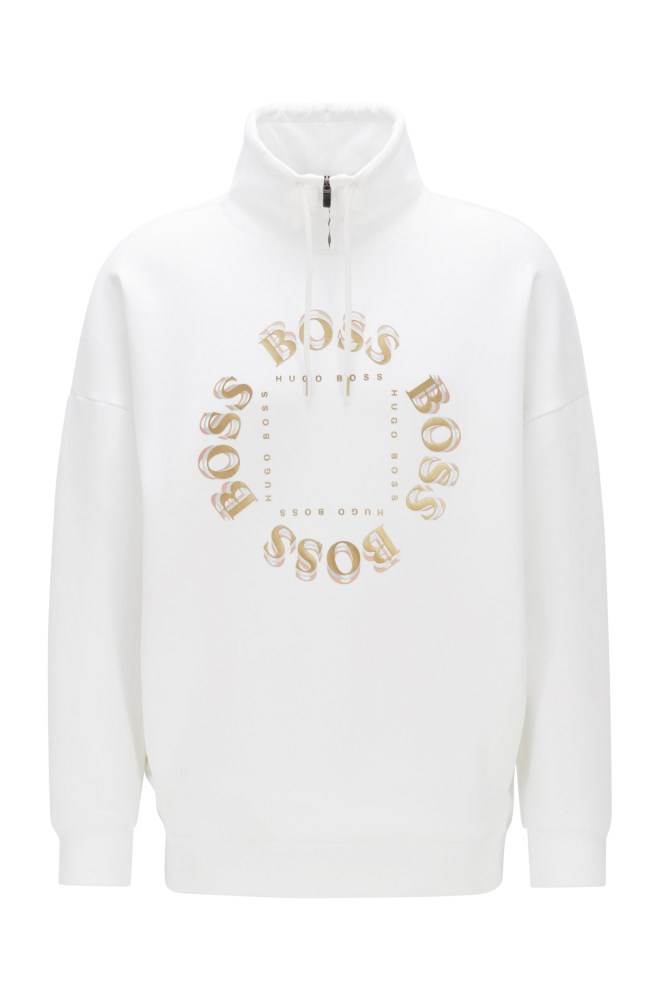 Hugo Boss High-neck sweatshirt Hvite | C91xEJj1