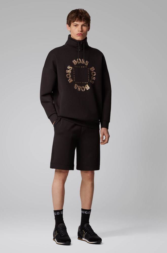 Hugo Boss High-neck sweatshirt Svarte | cmN9Cr6a