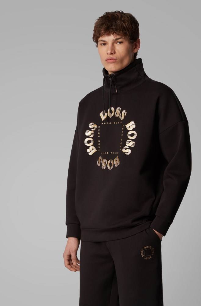 Hugo Boss High-neck sweatshirt Svarte | cmN9Cr6a